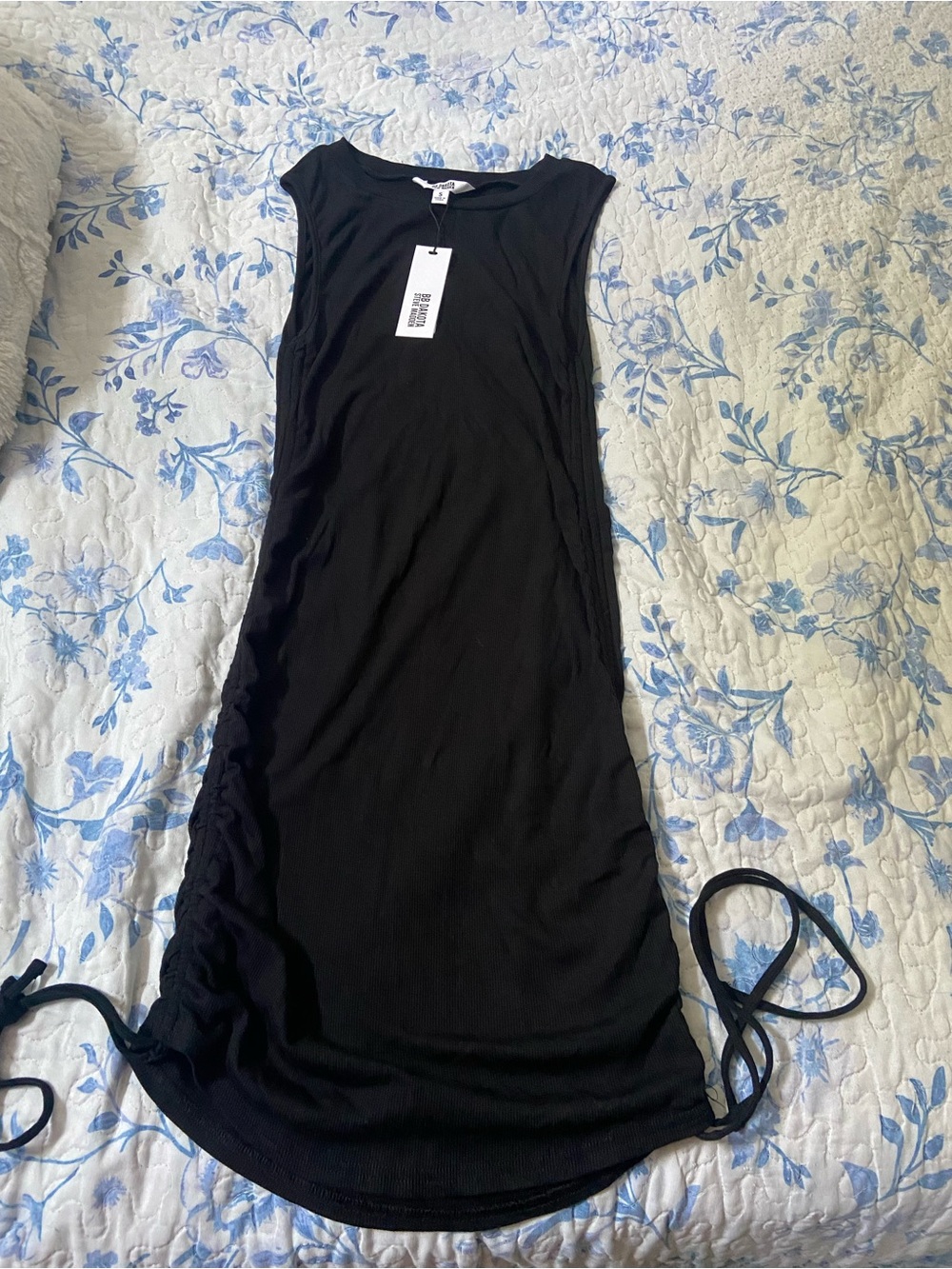 Steve Madden Black Sleeveless Midi Dress with Side Ties